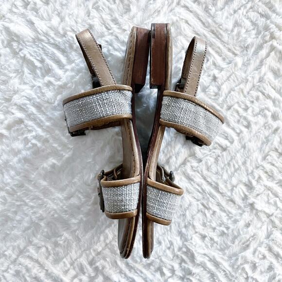 Frye Phillip Buckles Slate Cotton Twill Slingback Sandal - Picture 4 of 9